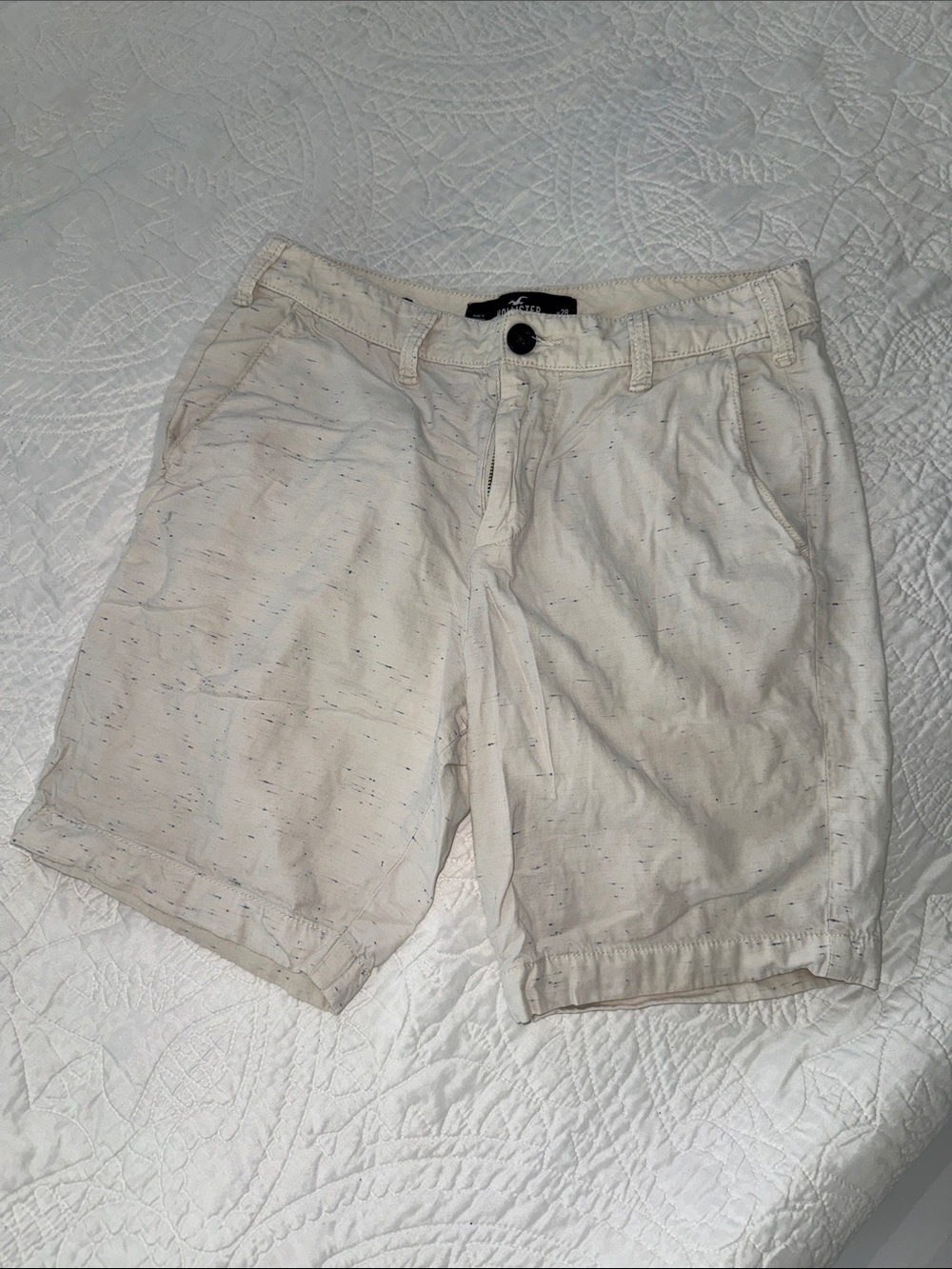 Hollister Classic Short Jean Shorts White with blue specks Waist 28